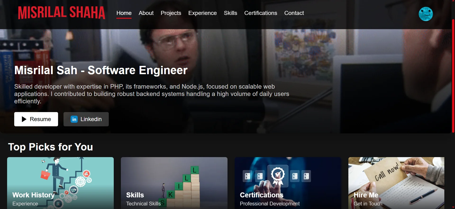 Portfolio v1 screenshot